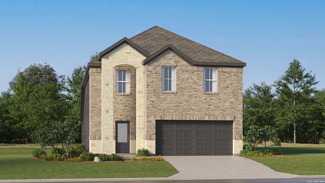 Front exterior of a new home in Blossom Ranch, San Antonio, TX, highlighting curb appeal (Image 24).