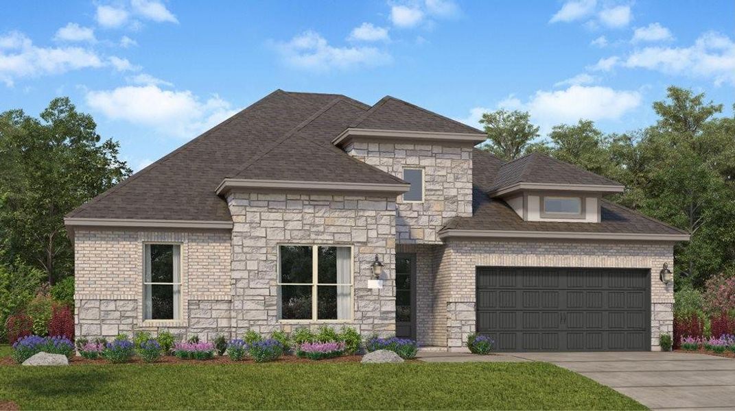 Front exterior of a new home in The Preserve at Rosenberg, Rosenberg, TX, highlighting curb appeal (Image 2).