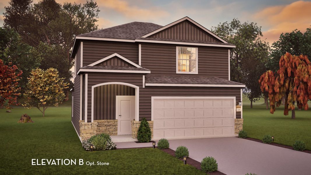 Representative exterior photo of a completed home built from the Elm by CastleRock Communities in Chasin Heights, Converse, TX (Image 21).