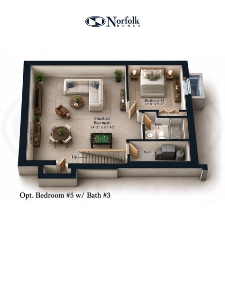 2D floor plan layout for the The Hartland by Norfolk Homes in Preserve at Magnolia Park, Jackson, MI (Image 32).