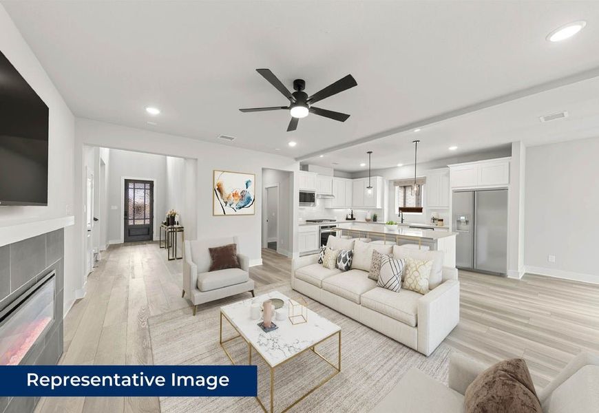 Representative furnished interior of a home built from the Edgestone F by First Texas Homes in Solterra, Mesquite (Image 8). Representative furnished interior of a home built from the Edgestone F by First Texas Homes in Solterra, Mesquite (Image 8).