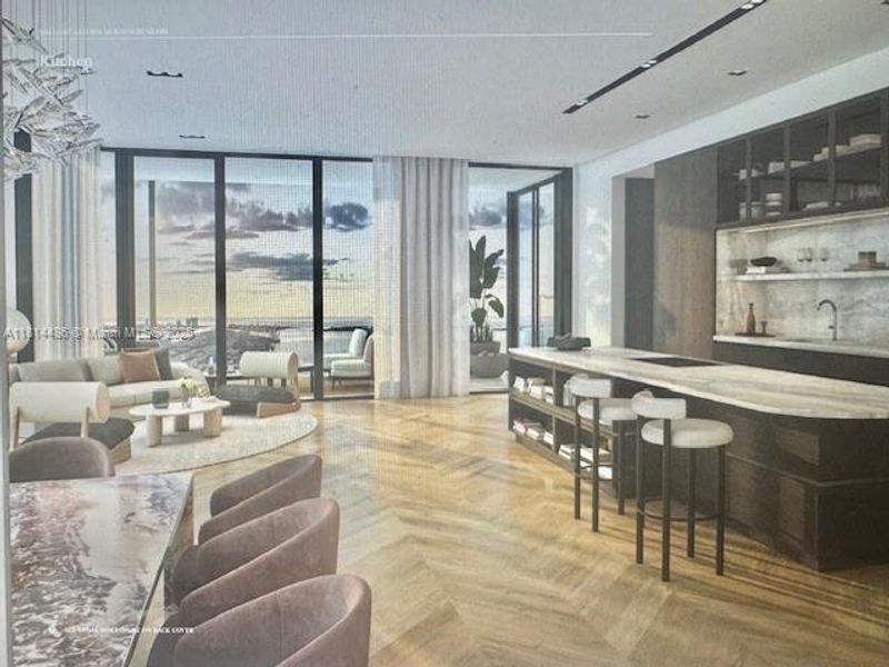 Furnished interior view inside a new home in Waldorf Astoria Residences Miami, Miami (Image 3).