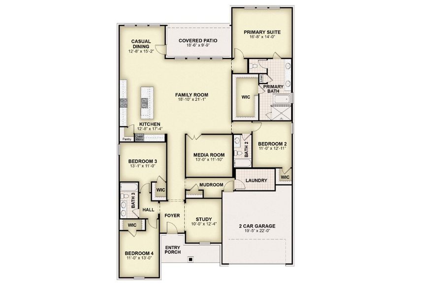 2D floor plan layout for the Elizabeth 60 FT by Rockwell Homes in Nelson Lake Estates, Rockwall, TX (Image 3).