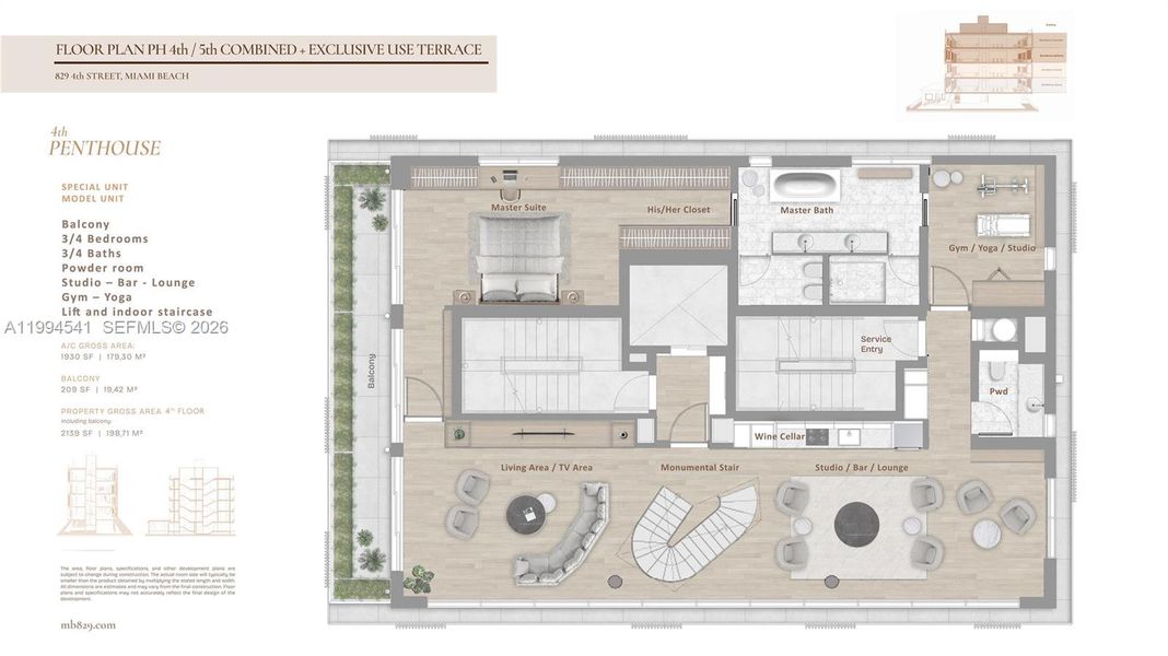 2D floor plan layout of this home in , Miami Beach, FL (Image 5).