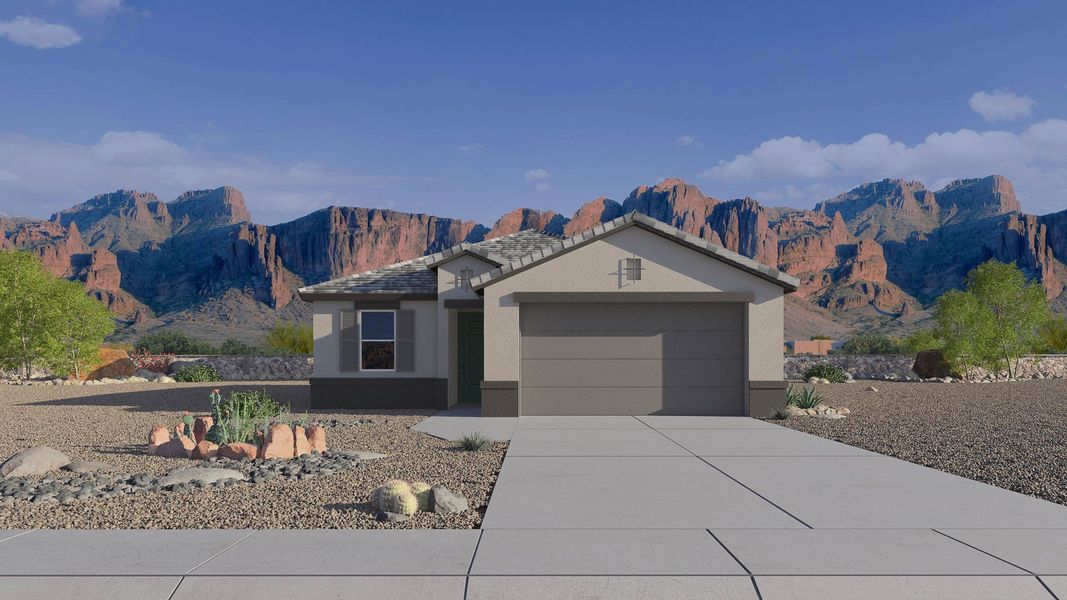 Representative exterior photo of a completed home built from the Baxter by D.R. Horton in Upper Canyon, Phoenix, AZ (Image 1).