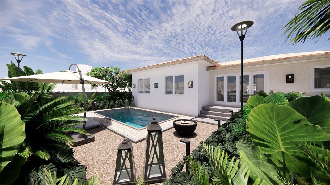 Exterior details and patio area of a home in , Miami Shores (Image 10). Exterior details and patio area of a home in , Miami Shores (Image 10).