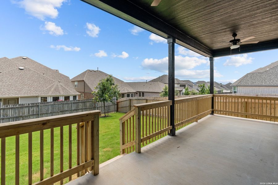 Exterior details and patio area of a home in Bison Ridge, San Antonio (Image 25).