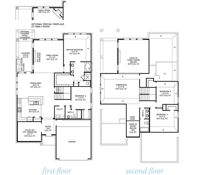 2D floor plan layout for the Juniper 3115 by J. Patrick Homes in Jubilee, Hockley, TX (Image 3).
