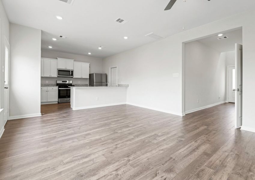 Family room and adjoining kitchen Family room and adjoining kitchen