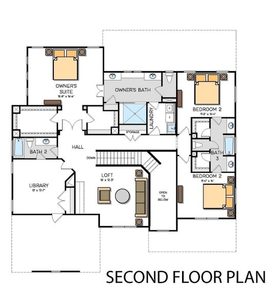 2D floor plan layout for the Harvard by Greybrook Homes in Harbor Watch, Statesville, NC (Image 32).
