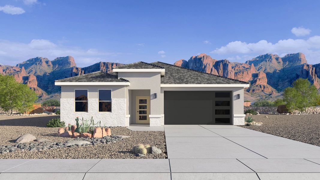 Representative exterior photo of a completed home built from the Tapatio by D.R. Horton in The Ridge at Stone Butte, Phoenix, AZ (Image 23).