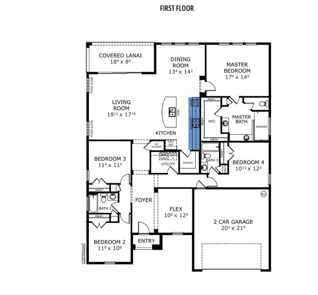 2D floor plan layout for the Juliette II - Elite Series | 60' Wide Lots by ICI Homes in Woodhaven, Port Orange, FL (Image 3).