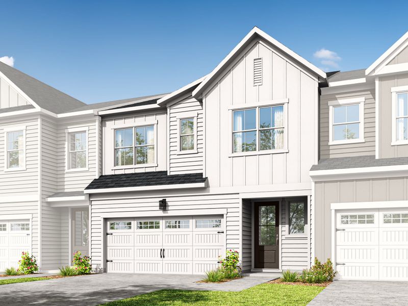 Representative exterior photo of a completed home built from the Rowan by Tri Pointe Homes in The Townes at Willow Park, Cary, NC (Image 13).