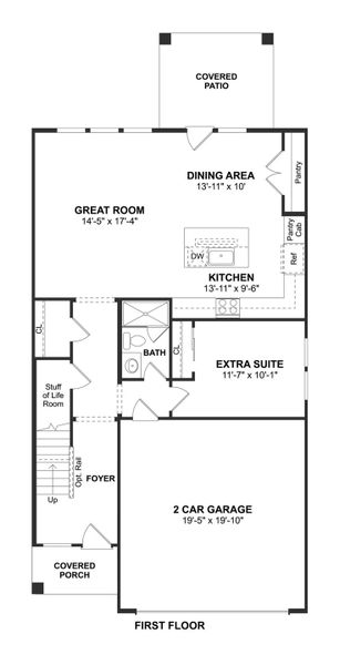 2D floor plan layout for the Prairie Willow by K. Hovnanian® Homes in Heritage Ranch, Sherman, TX (Image 3).
