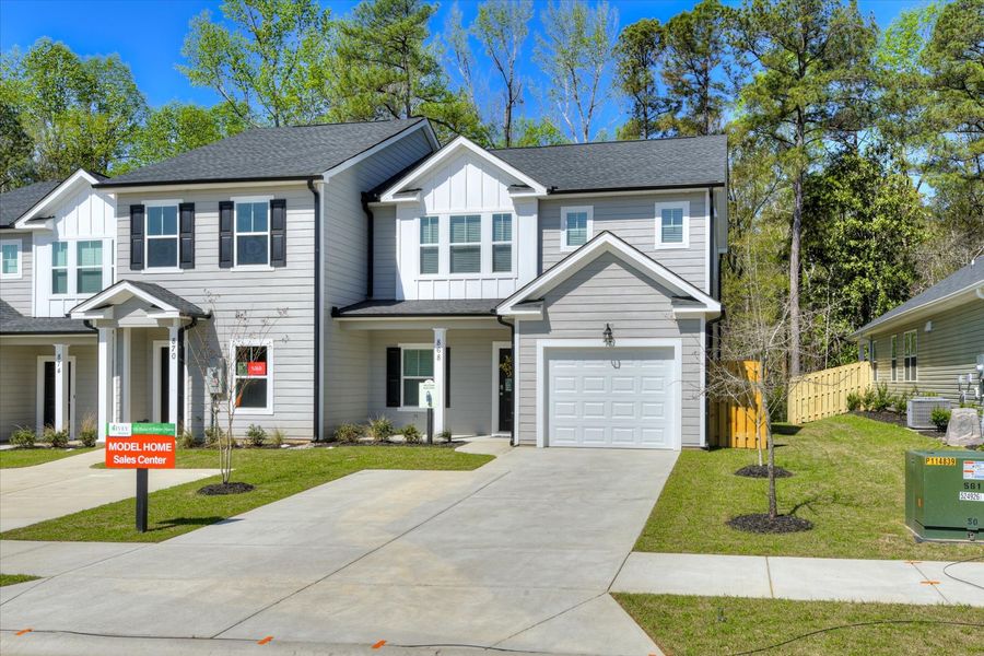 Front exterior of a new home in Forrest Bluff, North Augusta, SC, highlighting curb appeal (Image 1). Front exterior of a new home in Forrest Bluff, North Augusta, SC, highlighting curb appeal (Image 1).