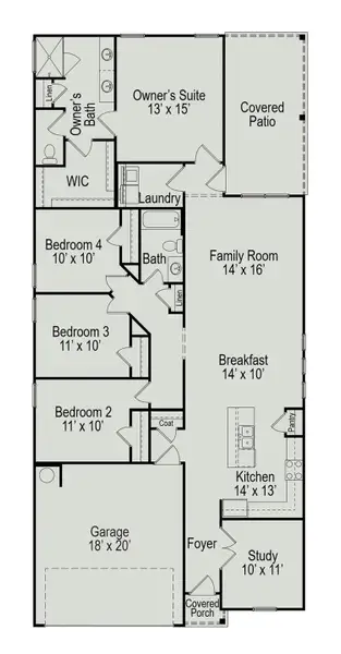 2D floor plan layout of this home in Enclave at Willis, Willis, TX (Image 2). 2D floor plan layout of this home in Enclave at Willis, Willis, TX (Image 2).