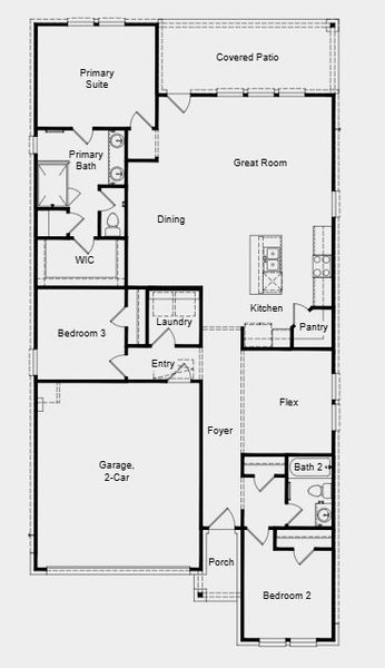 2D floor plan layout for the Barrett by Taylor Morrison in Newport Grove 50s, Crosby, TX (Image 3).