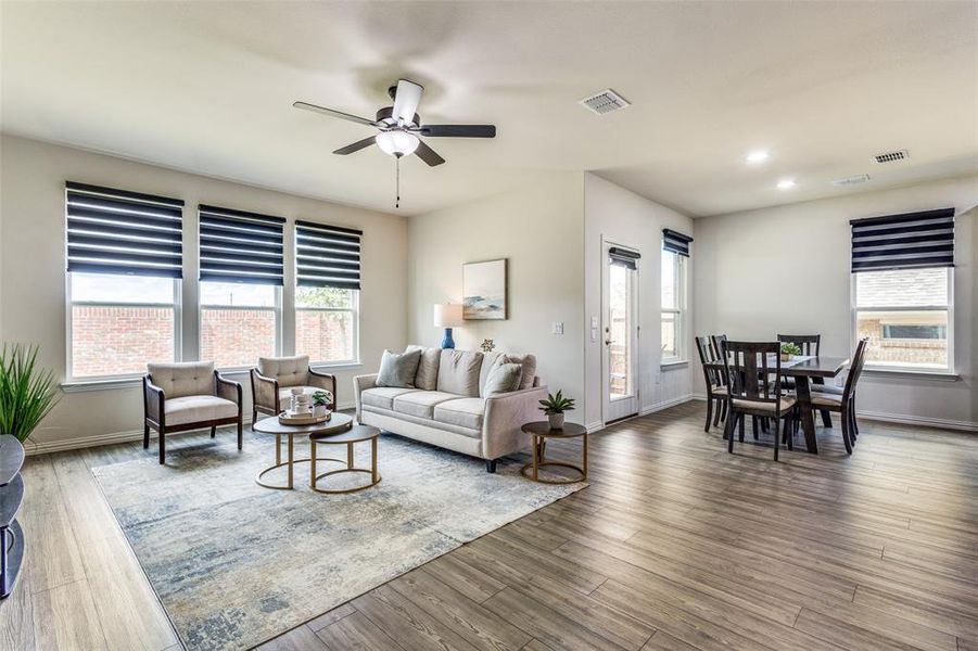 Living room and breakfast nook off the kitchen Living room and breakfast nook off the kitchen