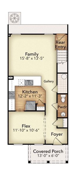 2D floor plan layout for the Winfield by Parkside Builders in The Parks of Mill Town, Chattanooga, TN (Image 4).