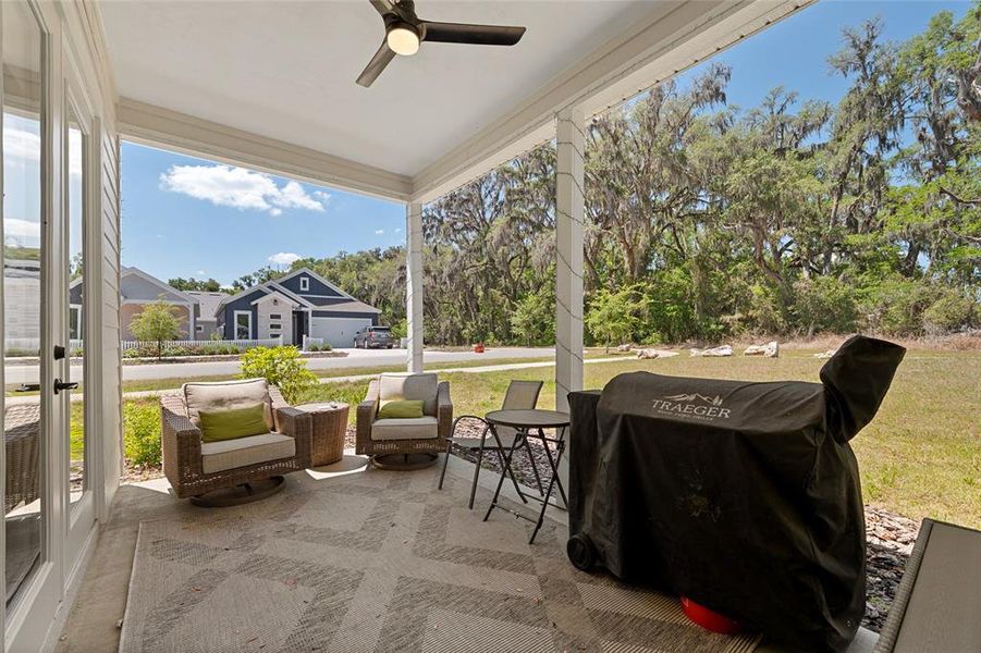 Exterior details and patio area of a home in Fairway Pointe at West End, Newberry (Image 32).