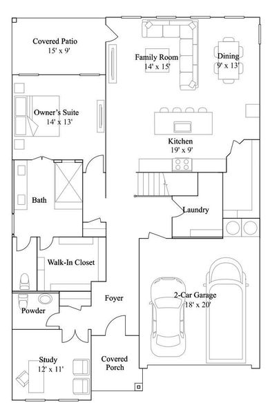 2D floor plan layout of this home in Anniston, Katy, TX (Image 2).