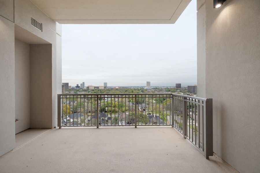 Step out onto your private covered balcony, spacious enough for lounging or dining. Step out onto your private covered balcony, spacious enough for lounging or dining.