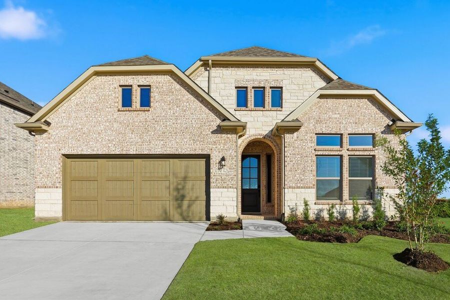 Representative exterior photo of a completed home built from the Merlot by Taylor Morrison in The Ranch at Uptown Celina 55s, Celina, TX (Image 19). Representative exterior photo of a completed home built from the Merlot by Taylor Morrison in The Ranch at Uptown Celina 55s, Celina, TX (Image 19).