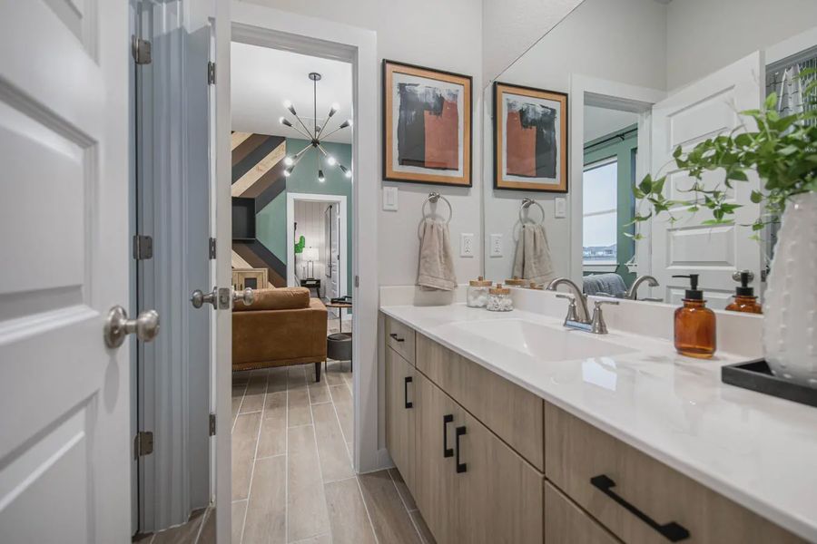 Furnished interior view inside a new home in Stream Waters, Buda (Image 17).