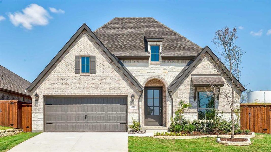 Front exterior of a new home in Reunion 50', Rhome, TX, highlighting curb appeal (Image 8). Front exterior of a new home in Reunion 50', Rhome, TX, highlighting curb appeal (Image 8).