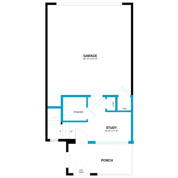 2D floor plan layout for the Contour Three by Brookfield Residential in Contour at Uplands, Westminster, CO (Image 7). 2D floor plan layout for the Contour Three by Brookfield Residential in Contour at Uplands, Westminster, CO (Image 7).
