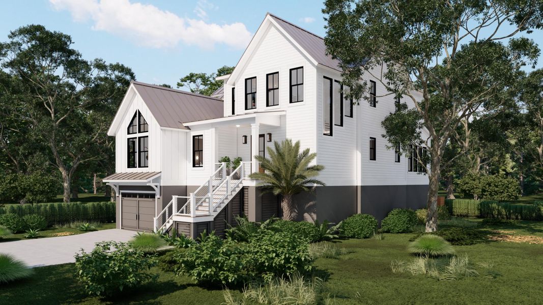 Front exterior of a new home in , Isle Of Palms, SC, highlighting curb appeal (Image 18). Front exterior of a new home in , Isle Of Palms, SC, highlighting curb appeal (Image 18).