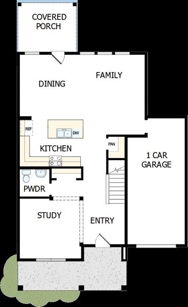 2D floor plan layout of this home in Serenity - The Cottage Collection, Fuquay Varina, NC (Image 2).