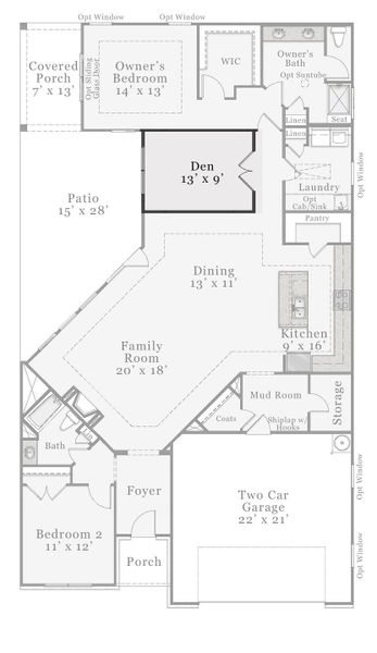 Optional - Den with French Doors