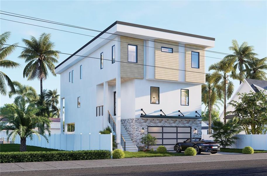 Front exterior of a new home in , Madeira Beach, FL, highlighting curb appeal (Image 1).