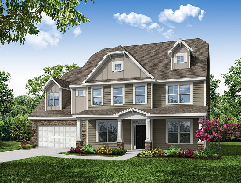Representative exterior photo of a completed home built from the Roanoke by Eastwood Homes in Arbordale Reserve, Blythewood, SC (Image 6).