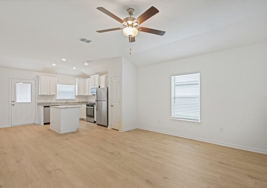 Enjoy luxury vinyl flooring in the main areas