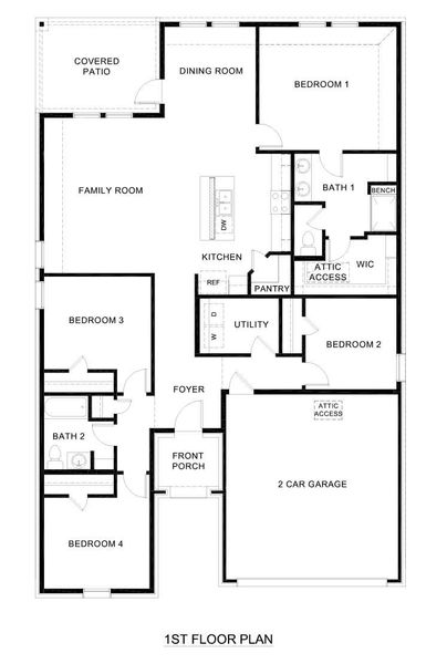 2D floor plan layout for the Hubbard by D.R. Horton in Windchime, Celina, TX (Image 3).