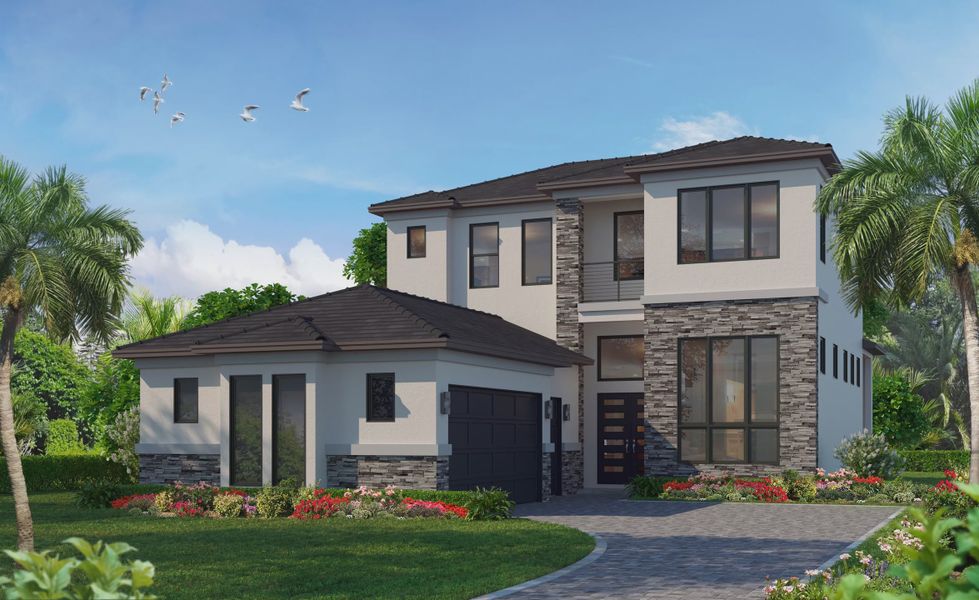 Representative exterior photo of a completed home built from the San Remo by ICI Homes in Oasis at Hammock Dunes, Palm Coast, FL (Image 5). Representative exterior photo of a completed home built from the San Remo by ICI Homes in Oasis at Hammock Dunes, Palm Coast, FL (Image 5).