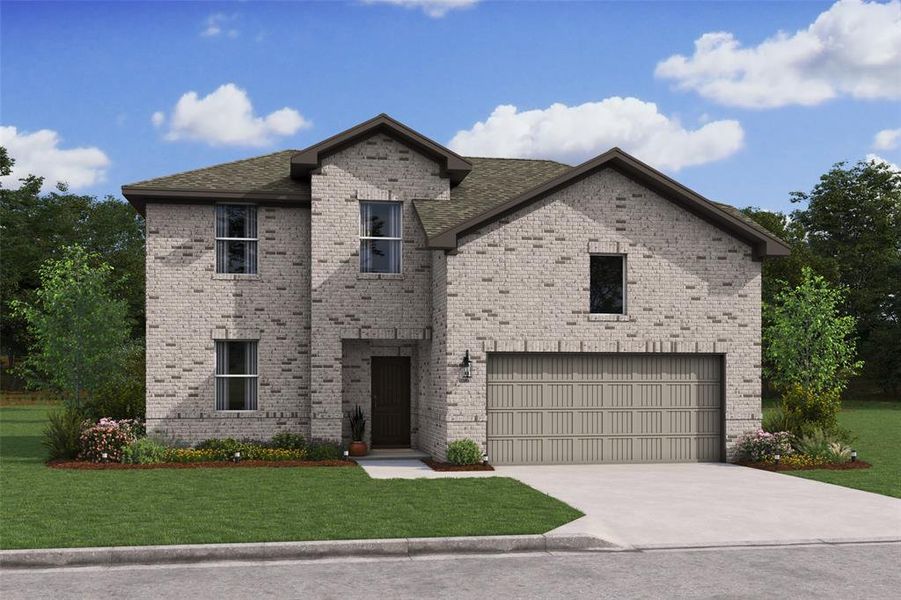 Stunning Sweet Pea design by K. Hovnanian Homes in elevation RA built in Aspire at River Ranch Trails. (*Artist rendering used for illustration purposes only.)