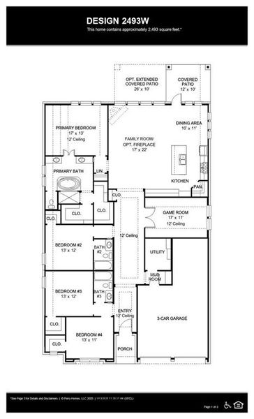 2D floor plan layout of this home in Walsh Ranch 55', Fort Worth, TX (Image 3).