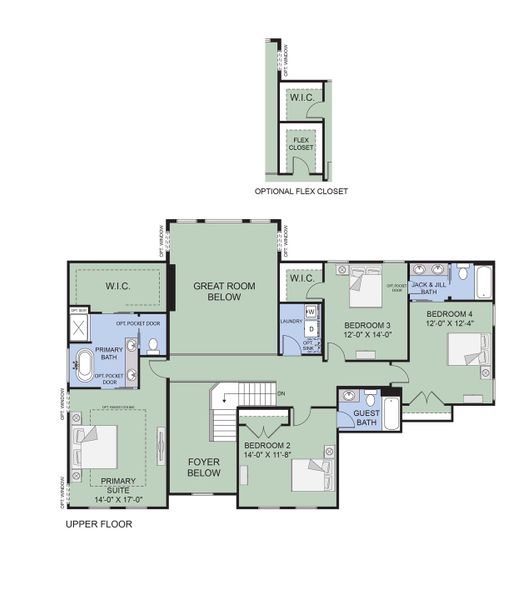 2D floor plan layout for the The Allen by Forbes Capretto Homes in Birdsong Estates, Orchard Park, NY (Image 4).