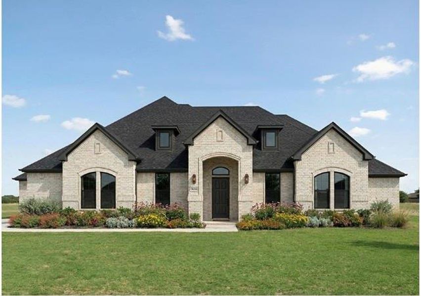 Front exterior of a new home in The Arbors Midlothian, Midlothian, TX, highlighting curb appeal (Image 1).