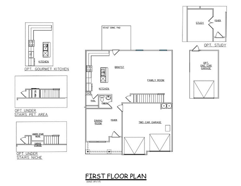 2D floor plan layout for the Oconee - Single Family Homes by Dream Finders Homes in Fern Dale, Fairburn, GA (Image 3).