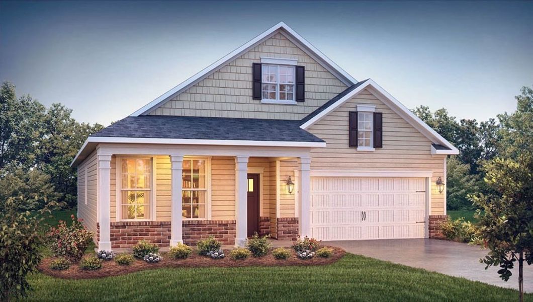 Representative exterior photo of a completed home built from the Dover by D.R. Horton in The Villas at Kinsley, Jamestown, NC (Image 24).