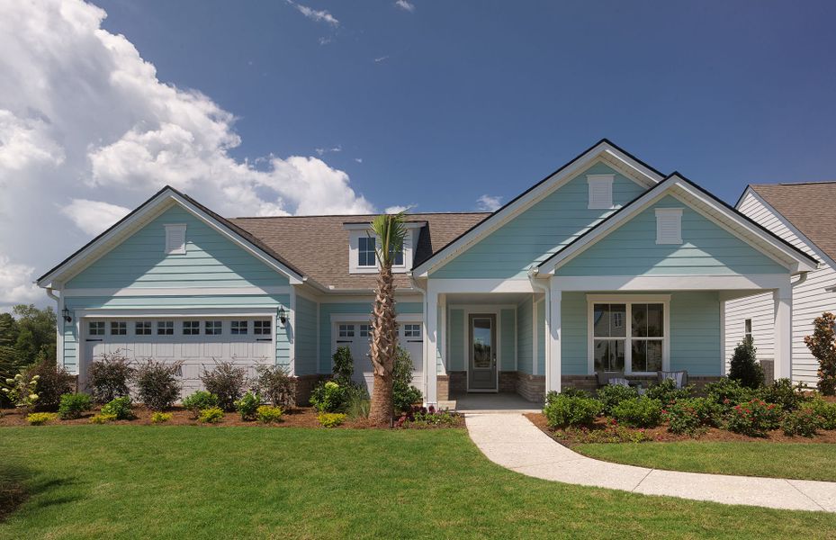 Front exterior of a new home in Del Webb North Myrtle Beach, Myrtle Beach, SC, highlighting curb appeal (Image 17).