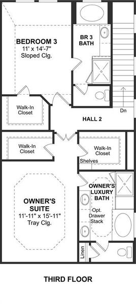 The Radcliffe II floor plan by K. Hovnanian Homes. 3rd Floor shown. *Prices, plans, dimensions, features, specifications, materials, and availability of homes or communities are subject to change without notice or obligation.