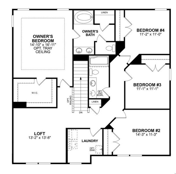 2D floor plan layout for the Draper II by M/I Homes in Boulder Ridge, Gastonia, NC (Image 4).