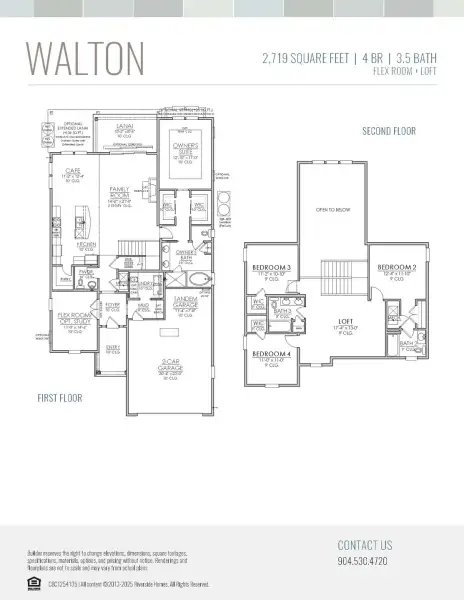 2D floor plan layout for the Walton by Riverside Homes in Sagebrush at EverRange, Jacksonville, FL (Image 5).