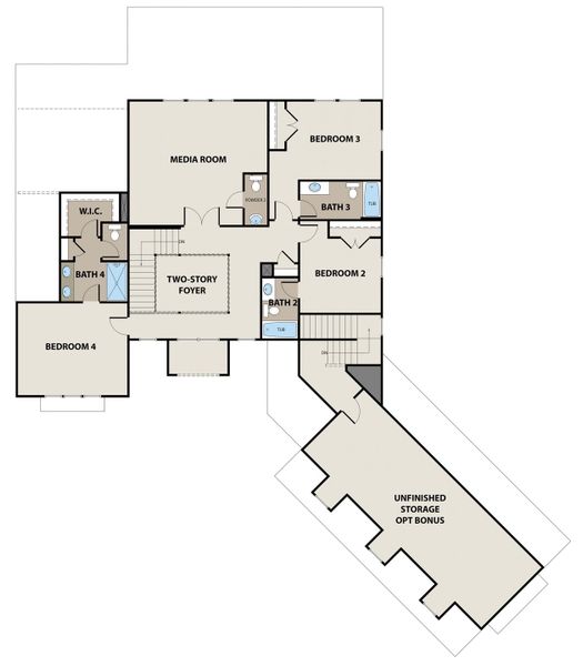 2D floor plan layout for the Ashley by Peachtree Building Group in Town Farms, Sandy Springs, GA (Image 3).