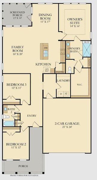 2D floor plan layout of this home in Horizons at Summers Corner | 55+, Summerville, SC (Image 5).